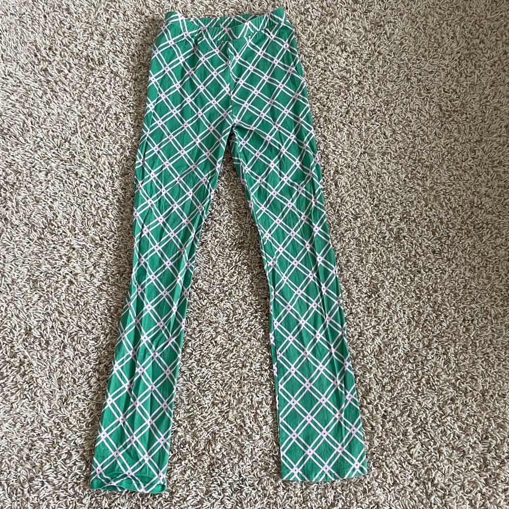 VRG GRL green and pink pattern pant